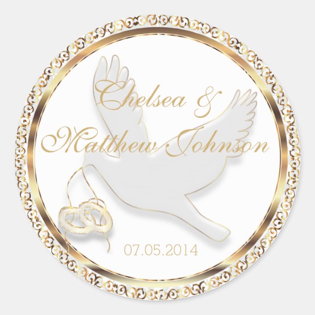 Sticker Rond Mariage Dove pour l'épouse et la chambre | Personn (Devant)