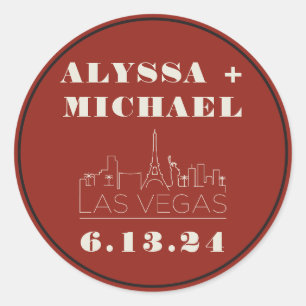 Sticker Rond Mariage du casino de Las Vegas Skyline