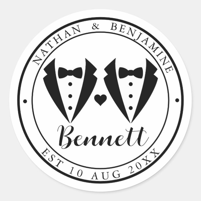 Sticker Rond Mariage du mariage gay moderne (Devant)