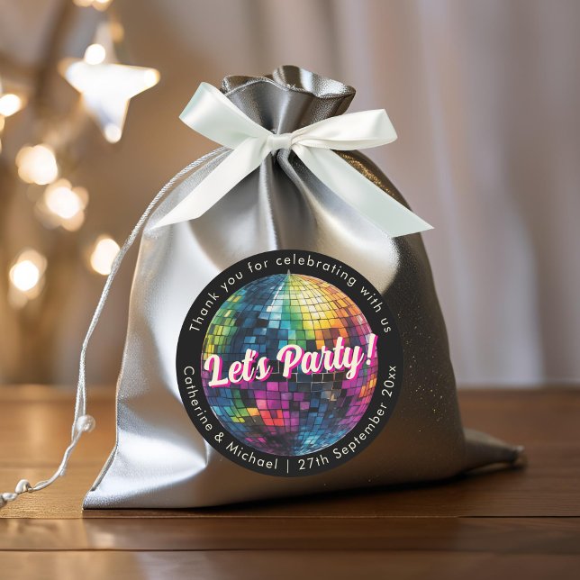 Sticker Rond Mariage du Party Disco Ball Sparkle Glam des année (Créateur téléchargé)