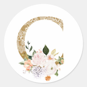 Sticker Rond Mariage du printemps d'été MONOGRAM C