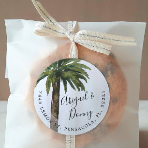 Sticker Rond Mariage Dusty Palms Décalage d'adresse