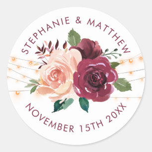 Sticker Rond Mariage Dusty Rose Bourgogne