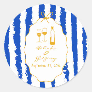 Sticker Rond Mariage écriture manuscrite rayures fantaisistes 