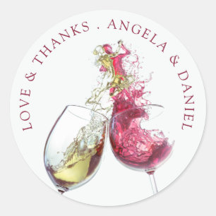 Sticker Rond Mariage élégant de danse de vin rouge et blanc
