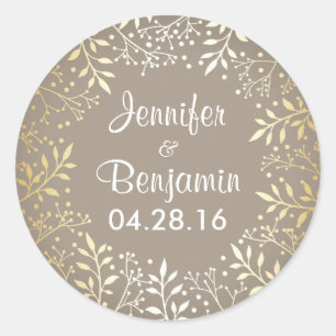 Sticker Rond Mariage élégant de l'huile d'or du souffle bébé
