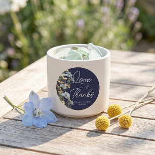 Sticker Rond Mariage Élégant Fleurs Navy 