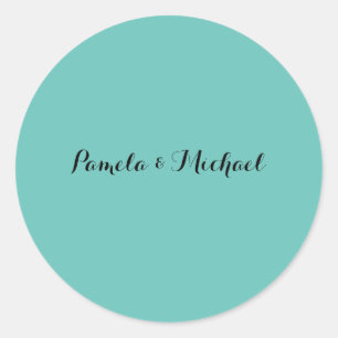 Sticker Rond Mariage Élégant minimaliste classique bleu