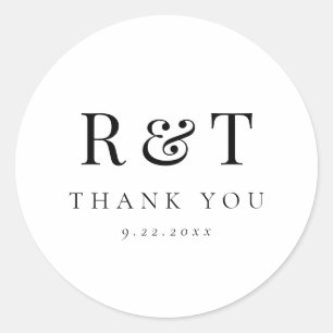 Sticker Rond Mariage Élégant Monogramme