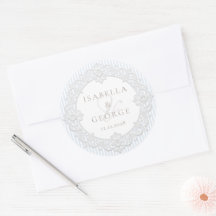 Mariage en dentelle blanche vintage rayures bleues