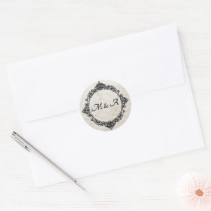 Sticker rond Mariage en dentelle brodé