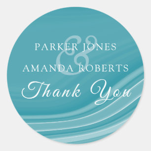 Sticker Rond Mariage en marbre de luxe Merci personnalisé
