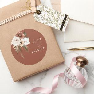 Sticker Rond Mariage en terre cuite fleurie de Bohême