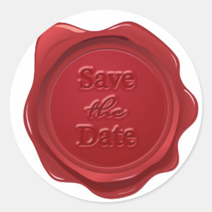 Sticker Rond Mariage Enregistrer la date Effet de sceau de cire