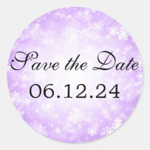 Sticker Rond Mariage Enregistrer La Date Purple Winter Wonderla