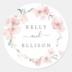 Sticker Rond Mariage Enveloppe en fleurs de cerisier printemps