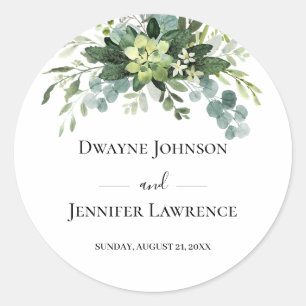 Sticker Rond Mariage Été Bohème Eucalyptus Verdure