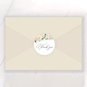 Sticker Rond Mariage Éthéré aux Roses Roses Blush