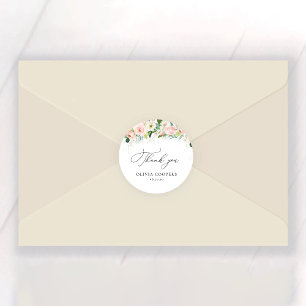 Sticker Rond Mariage Éthéré aux Roses Roses Blush