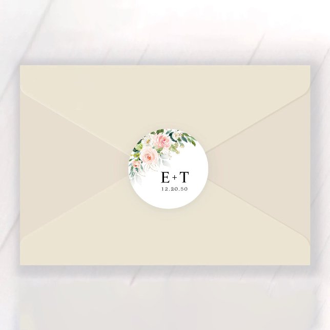Sticker Rond Mariage Ethereal Blush Rose (Créateur téléchargé)