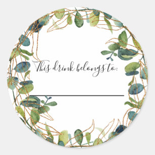 Sticker Rond Mariage eucalyptus cette boisson appartient à