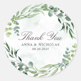 Sticker rond Mariage Eucalyptus Green Foliage