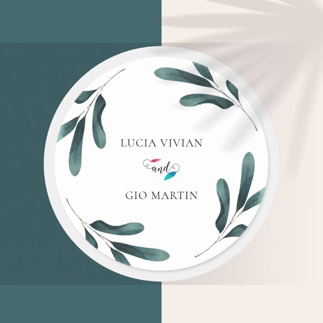 Sticker Rond Mariage Eucalyptus vert (Créateur téléchargé)