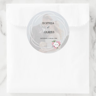 Sticker Rond Mariage fantaisiste Citrus Blanc & fleurs