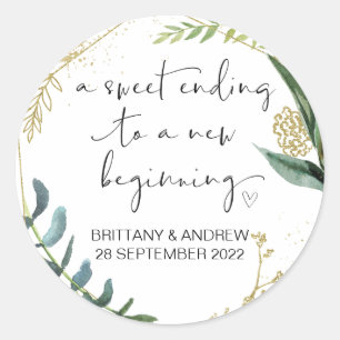 Sticker Rond Mariage Faveur Traiter le sac Jam Jar Sweet Début