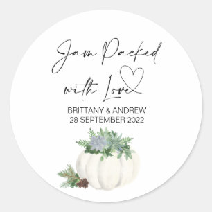 Sticker Rond Mariage Favor Jam Emballé Avec Amour Thanksgiving