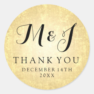 Sticker Rond Mariage Favor Tag Gold Foil Etoiles Confetti