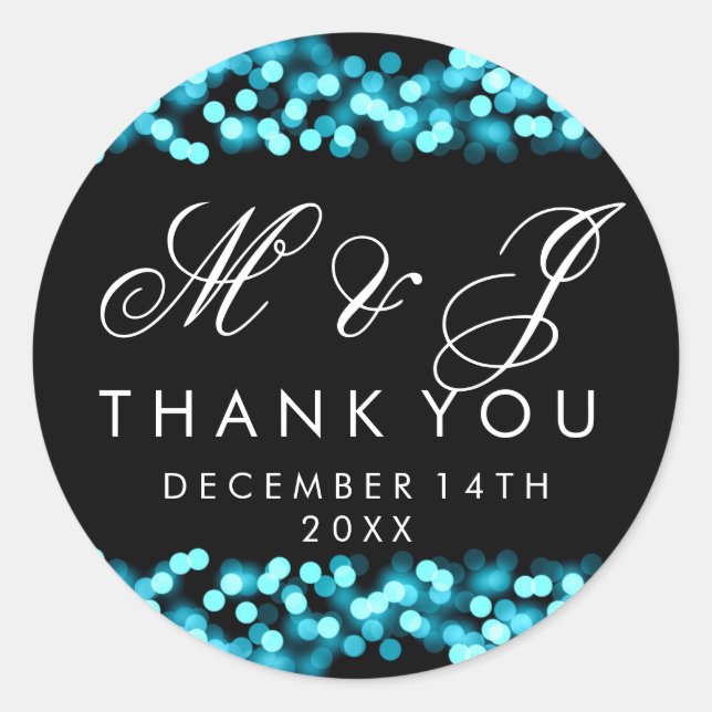 Sticker Rond Mariage Favor Tag Turquoise Hollywood Glam (Devant)