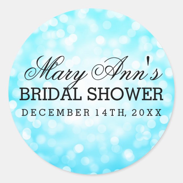Sticker Rond Mariage Favor Tag Turquoise Parties scintillant lu (Devant)