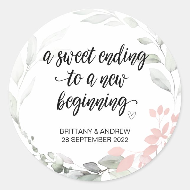 Sticker Rond Mariage Favor Traitement Sac Jam Jar Sweet Début C (Devant)