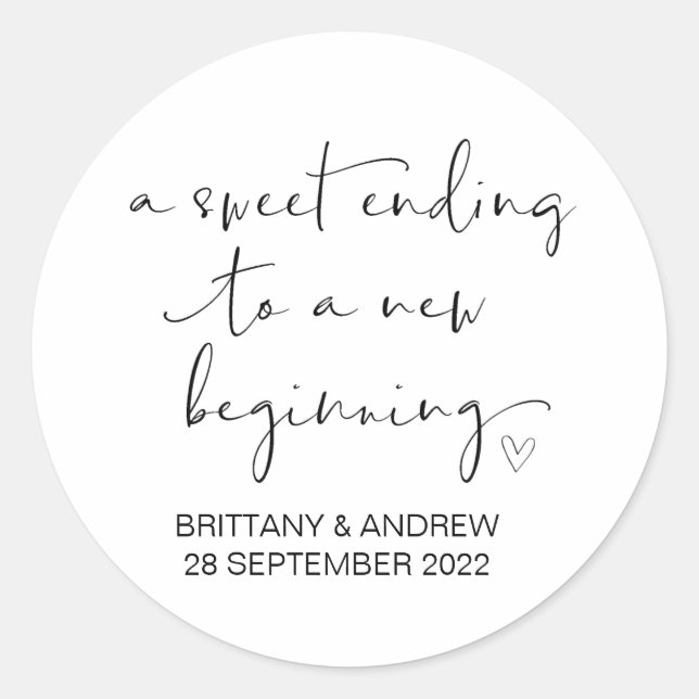 Sticker Rond Mariage Favor Traiter Sac Jam Jar Sweet Début (Devant)