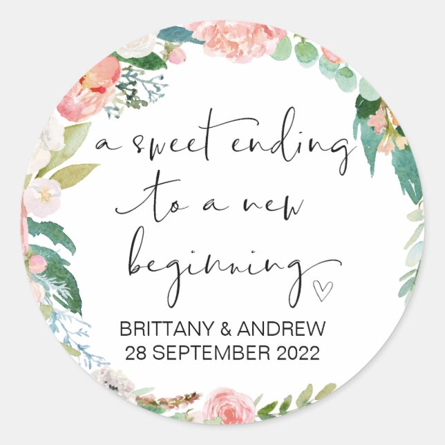 Sticker Rond Mariage Favor Traiter Sac Jam Jar Sweet Début (Devant)