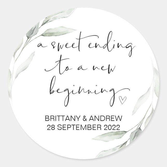 Sticker Rond Mariage Favor Traiter Sac Jam Jar Sweet Début (Devant)