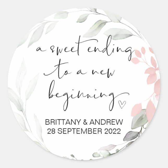 Sticker Rond Mariage Favor Traiter Sac Jam Jar Sweet Début (Devant)