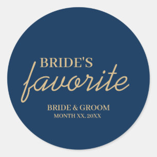 Sticker Rond Mariage favori de la mariée bleue et or