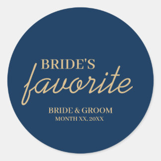 Sticker Rond Mariage favori de la mariée bleue et or