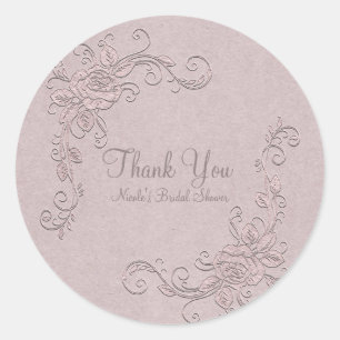 Sticker Rond Mariage Favori Vintage Rustique Élégant Rose Glamo