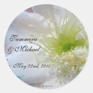 Sticker Rond Mariage Festive Fleur Blanche Enveloppe sur mesure