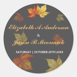 Sticker Rond Mariage Feuille simple en chute