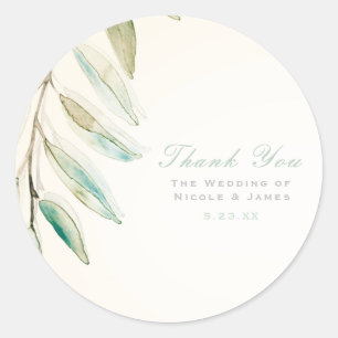 Sticker Rond Mariage Feuilles d'Eucalyptus Végétal Moderne Rétr