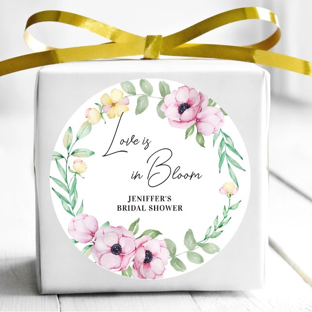 Sticker Rond Mariage Fleur d'Anémone Fleurie L'amour est en Fle (Créateur téléchargé)