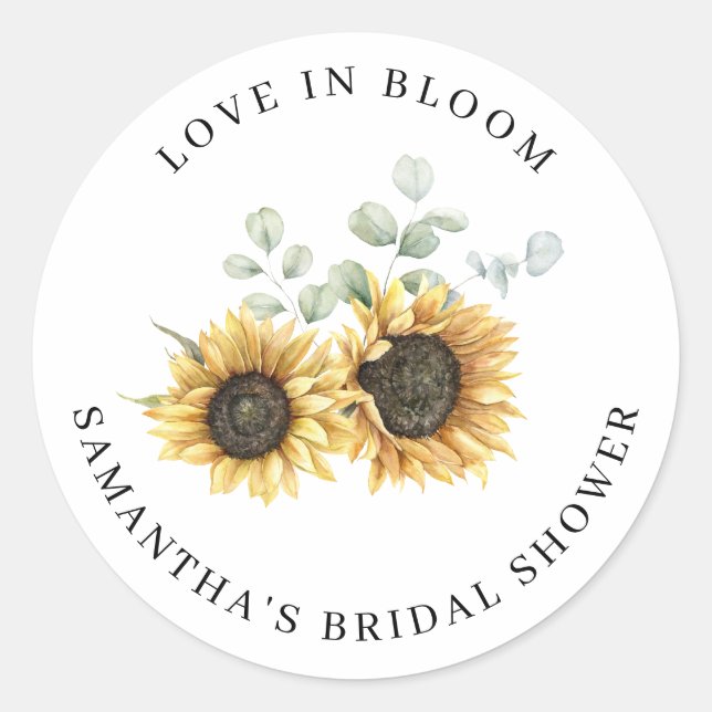 Sticker Rond Mariage Fleur de Tournesol Eucalyptus (Devant)
