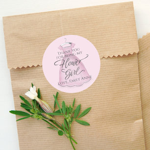 Sticker Rond Mariage Fleur Fille Merci Rosée Vintage