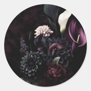 Sticker Rond Mariage Fleur Romance Sombre Humeur