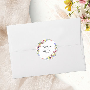 Sticker Rond Mariage Fleur sauvage Elegant Boho