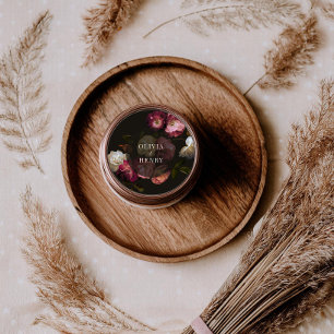 Sticker Rond Mariage Fleuris Sombres Humeur Romantique Noir Bou